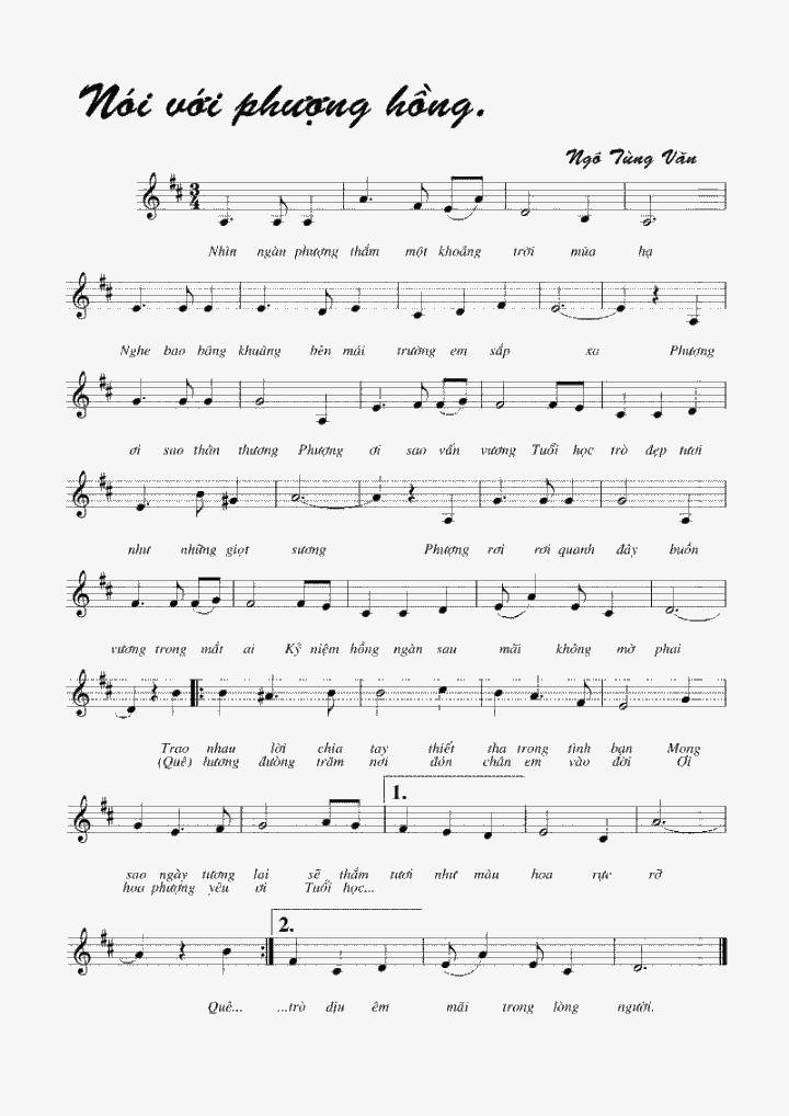 Sheet nhạc Nói Với Phượng Hồng